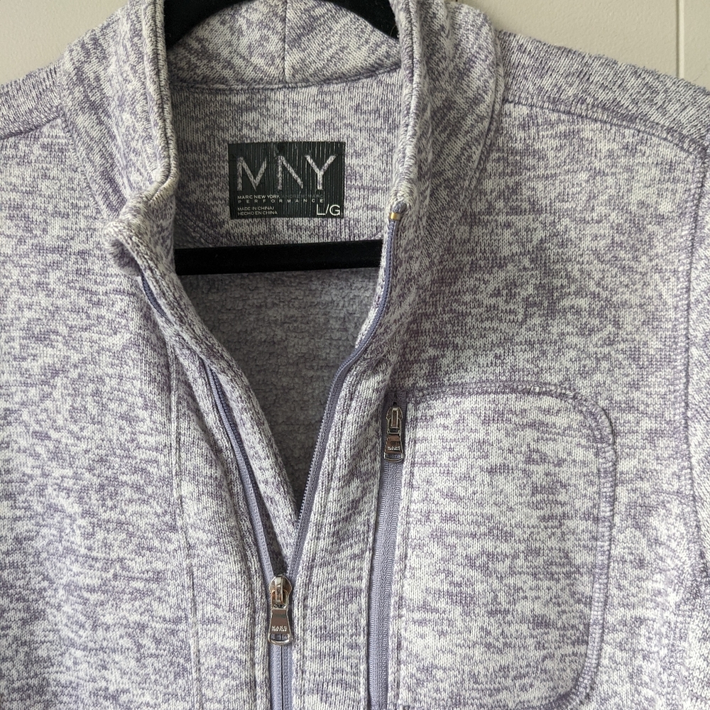 White and purple Marc NYC sweater knit sweatshirt
